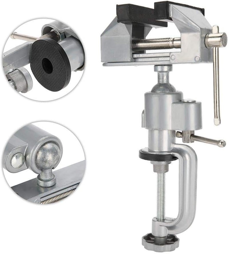 كلاراكو منضدة/ملزمة طاولة صغيرة من كلاركو، مصنوعة من سبائك الألومنيوم، تدور بزاوية 360 درجة، منضدة صغيرة، مشبك طاولة عالمي، أدوات إصلاح المجوهرات بنفسك، للأعمال الصغيرة، والحرف اليدوية، والفنون، والتفاصيل، والنجارة - Image 1