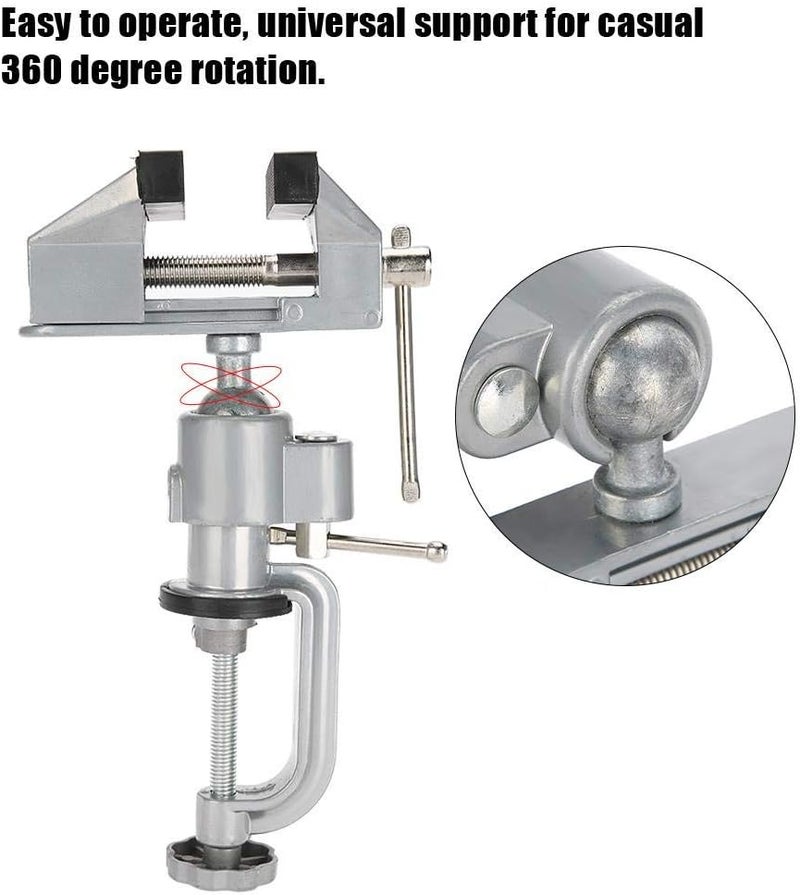 كلاراكو منضدة/ملزمة طاولة صغيرة من كلاركو، مصنوعة من سبائك الألومنيوم، تدور بزاوية 360 درجة، منضدة صغيرة، مشبك طاولة عالمي، أدوات إصلاح المجوهرات بنفسك، للأعمال الصغيرة، والحرف اليدوية، والفنون، والتفاصيل، والنجارة - Image 3