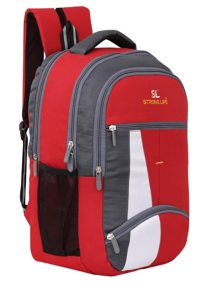 STRONG LIFE 35 Liters Polyester Unisex Backpack for School College Office Travel Bag for Boys and Girls (Red) - Image 1