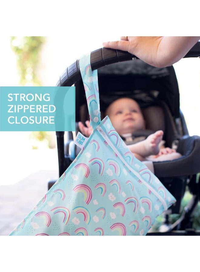 Bumkins Waterproof Wet Bags for Baby, Travel, Swimsuit, Cloth Diapers, Pump Parts, Gym Clothes, Toiletries, Strap to Stroller, Zipper Reusable Bag, Packing Pouch - Image 3