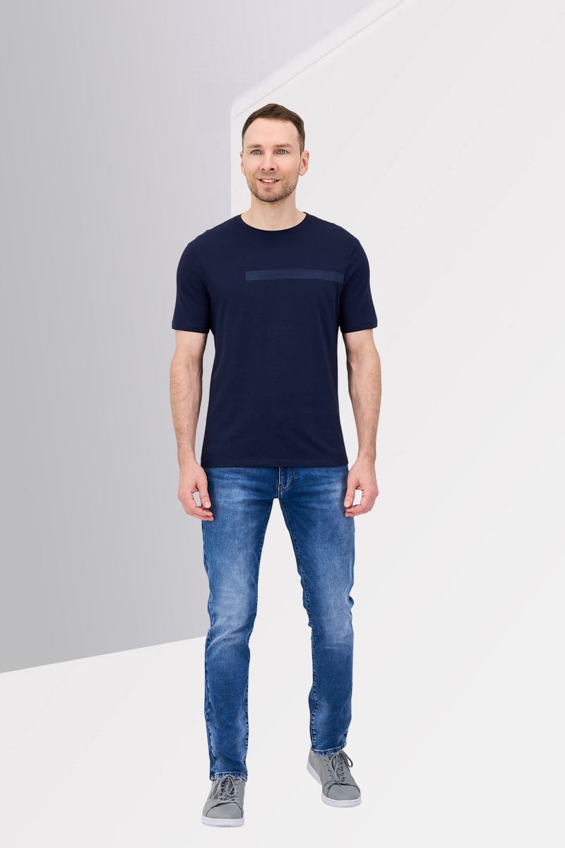 armani AX Armani Exchange Men Crew Neck Short Sleeve Graphic Print T-Shirt, Navy - Image 4