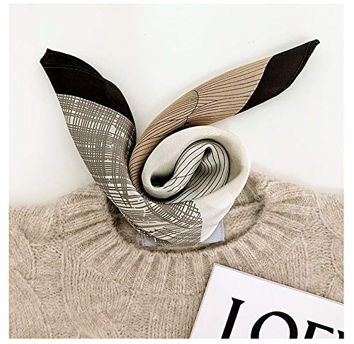 MEISEE Pure Mulberry Silk Scarfs Women Small Square Scarf 21" x 21" Breathable Lightweight Neckerchief Printed Headscarf (Z6-Coffee color + white flowers) - Image 3