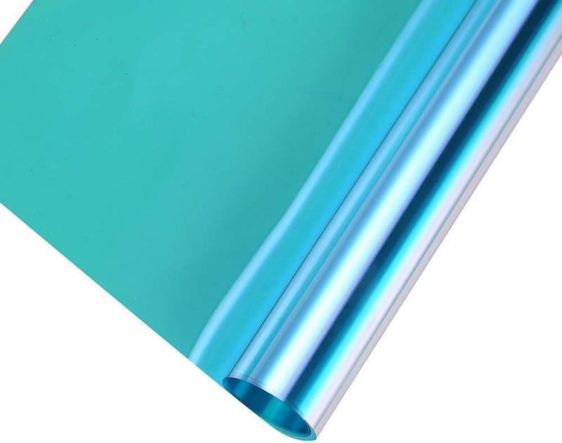 SUMAGITIN Transparent Decorative Window Film Anti UV Colorful Adhesive Vinyl Heat Insulation Solar Window Tinting Sheets Glass Film for Christmas Home Decoration, 17.7Inch x 78.7Inch, Blue - Image 1