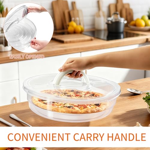 Zmpkhba 2 Pack 12 Inch Food Storage Container with Lid and Handle, Round Plastic Pizza Slice Storage Container, Reusable Pie Carrier Keeper for Food Cake Cheesecake, Clear - Image 5