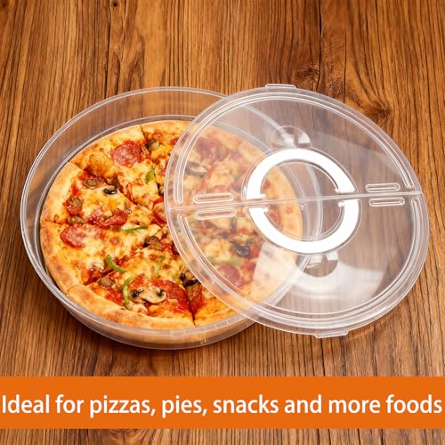Zmpkhba 2 Pack 12 Inch Food Storage Container with Lid and Handle, Round Plastic Pizza Slice Storage Container, Reusable Pie Carrier Keeper for Food Cake Cheesecake, Clear - Image 4