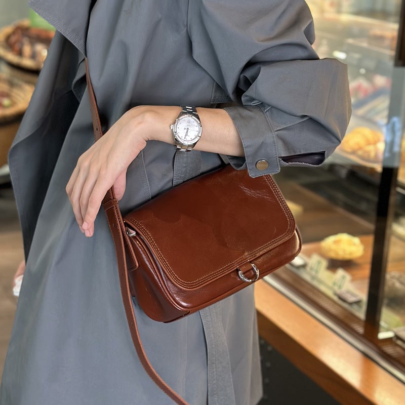 2025 Spring And Top Layer Vegetable Tanned Cowhide Simple Elegant Versatile Single Shoulder Genuine Leather Women'S Bag - Image 2