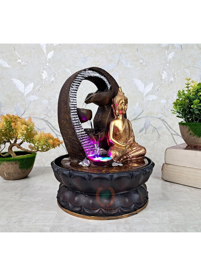MERUPAM MERUPAM Tabeltop Buddha Water Fountain for Home Decor Living Room Bedroom Bathroom Office Decor with Multicolor LED Lights MTFB1  - Image 2