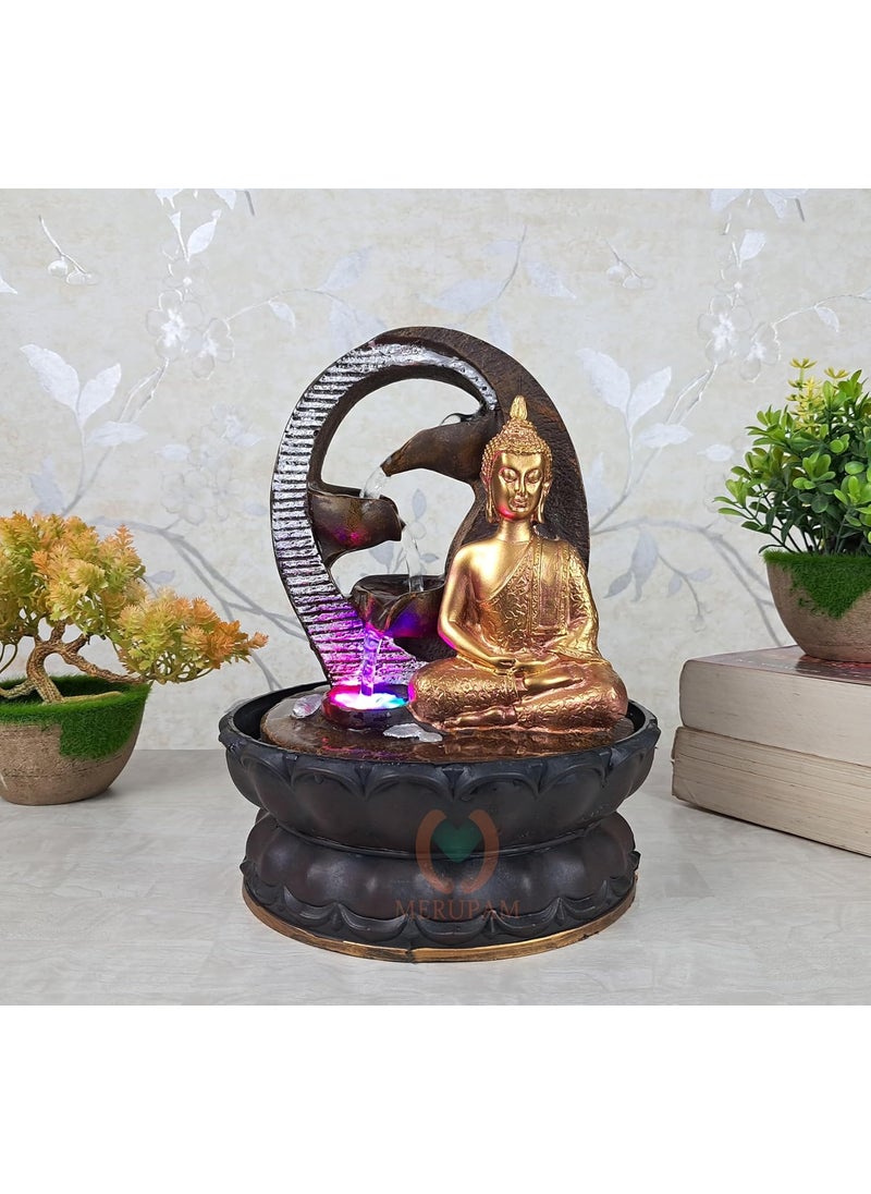 MERUPAM MERUPAM Tabeltop Buddha Water Fountain for Home Decor Living Room Bedroom Bathroom Office Decor with Multicolor LED Lights MTFB1  - Image 1