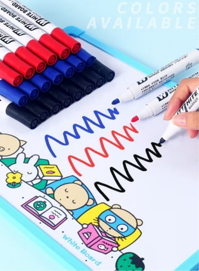 Generic 6 Pcs Whiteboard Pen Erasable Marker Red, Blue And Black Refillable Ink Drawing Pen - Image 2