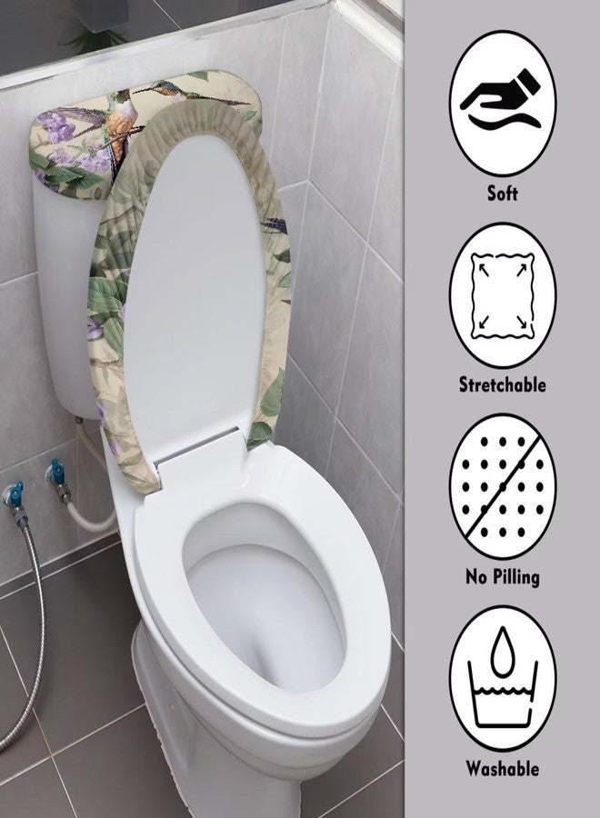 Vanideaoty Hummingbird Toilet Seat Cover Elongated Floral Toilet Lid Cover Blue Novelty Replacement Bathroom Accessories - Image 3