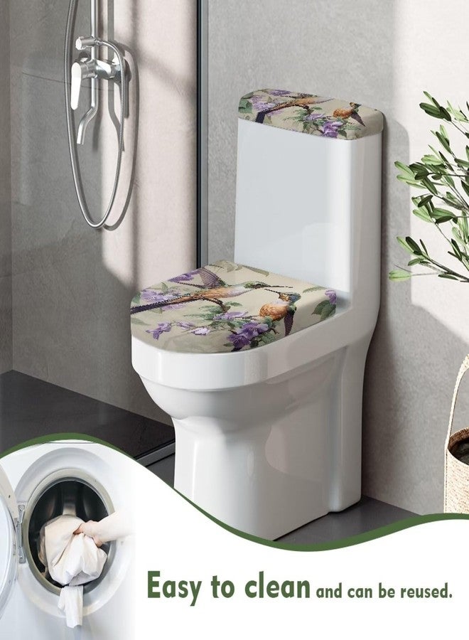 Vanideaoty Hummingbird Toilet Seat Cover Elongated Floral Toilet Lid Cover Blue Novelty Replacement Bathroom Accessories - Image 4