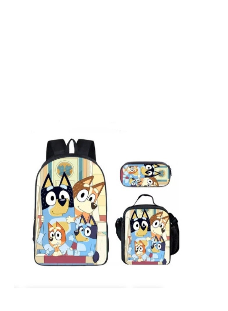 general 3-piece Set Bluey Family Anime Backpacks Bluey Family Lightweight Backpacks Meal Bags Pen Bags Cute Backbags - Image 1