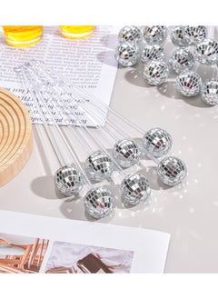 Y&D 24 Pcs Disco Balls Cocktail Stirrers, Plastic Round Top Swizzle Sticks, Cake Pops Mirror Ball Coffee Beverage Stirrers for Home/Bar/Coffee Shop Use/Cafe (Transparent)  - Image 5