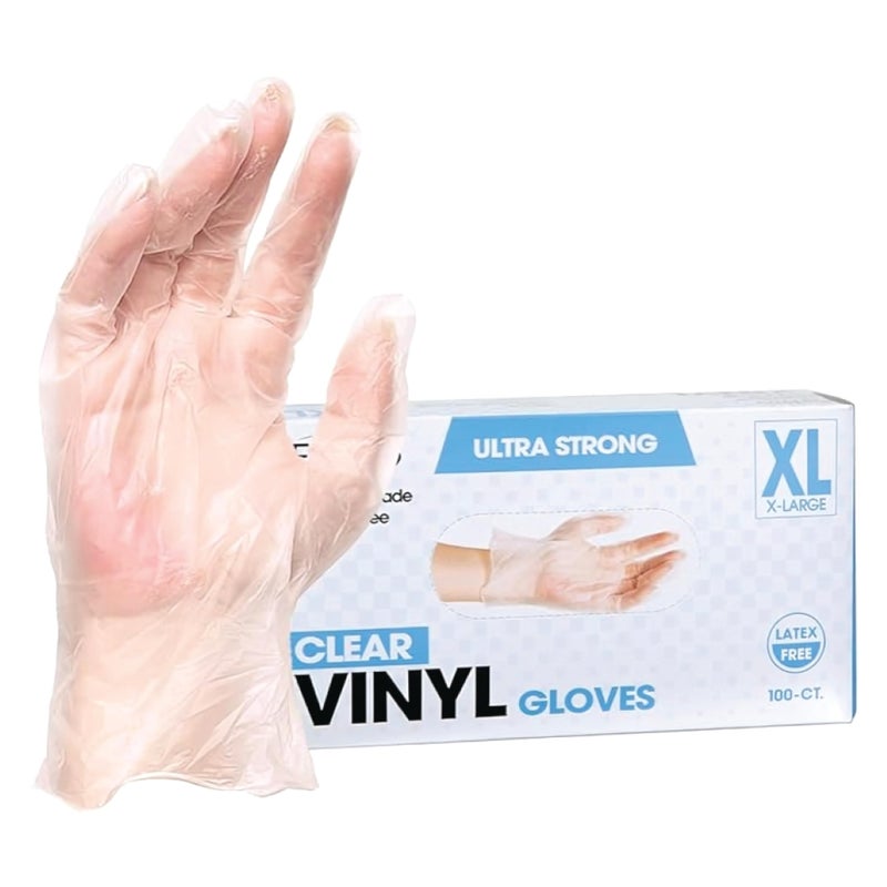 ForPro Professional Collection ForPro Disposable Vinyl Gloves, Clear, Industrial Grade, Powder-Free, Latex-Free, Non-Sterile, Food Safe, 2.75 Mil. Palm, 3.9 Mil. Fingers, X-Large, 100-Count - Image 2
