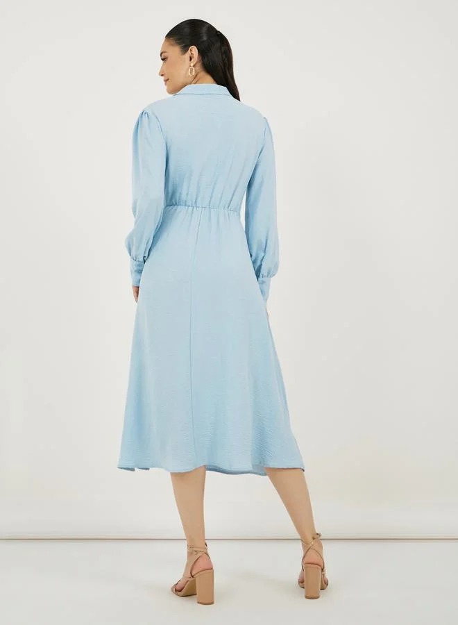 Styli Belted Shirtwaist Dress
