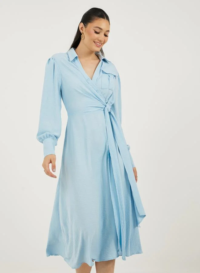 Styli Belted Shirtwaist Dress