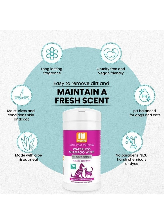 nootie Nootie Waterless Shampoo Wipes for Dogs & Cats - Long Lasting Japanese Cherry Blossom Fragrance - Sold in Over 10,000 Vet Clinics and Pet Stores Worldwide, Made in USA - 70 Count - Image 3
