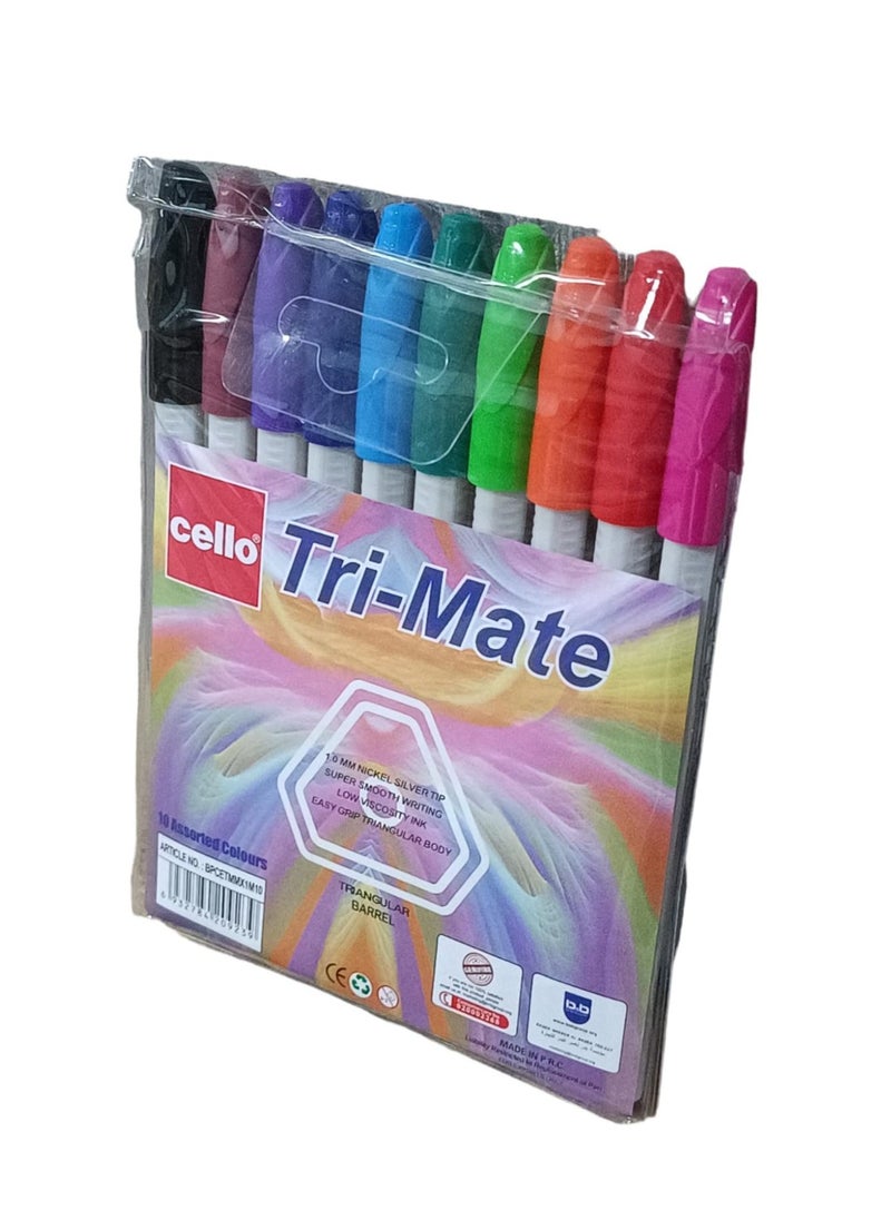 Cello - قلم حبر جاف Trimate Neo متعدد الألوان، 10 قطع - Image 1