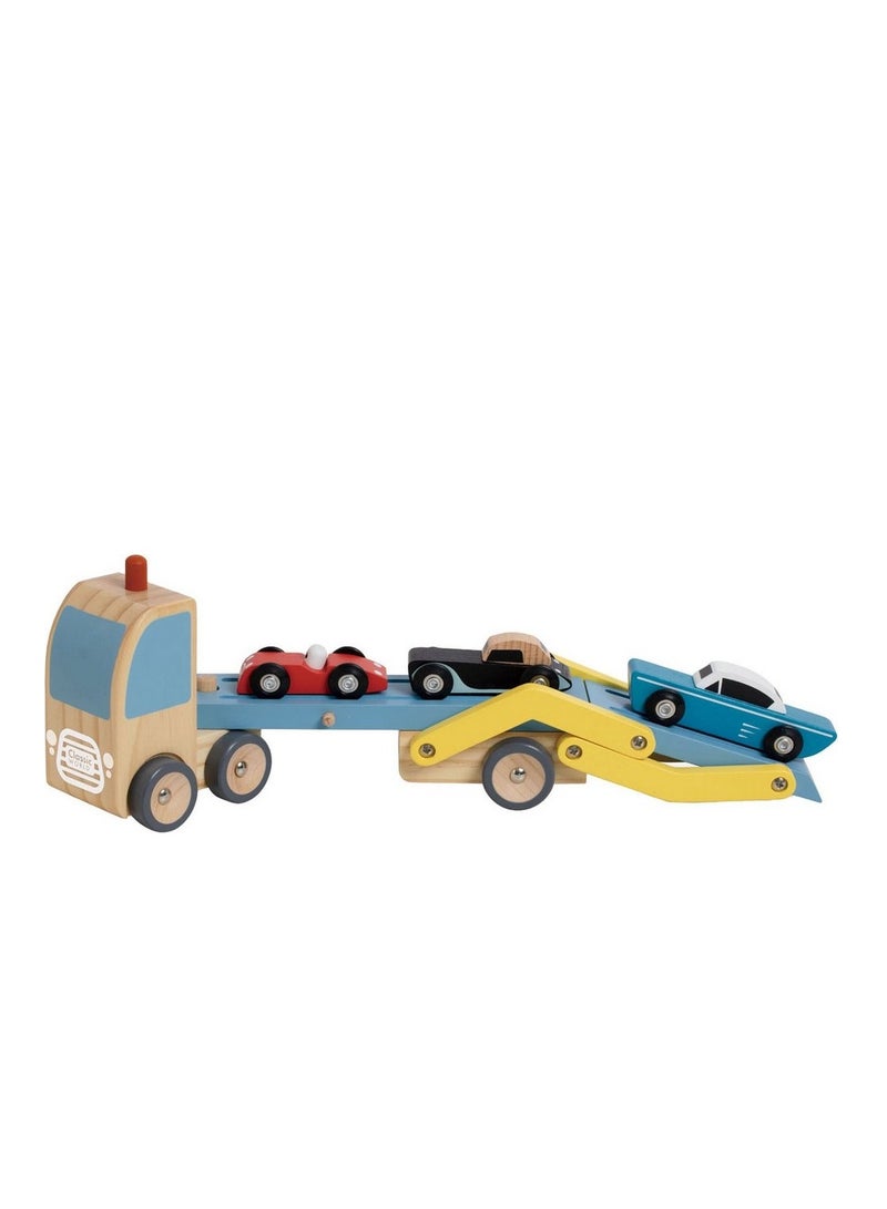 Classic World Car Transporter Truck – Wooden Toy Transporter, Car Carrier Playset, Educational Toy, Pretend Play, Interactive Learning, Vehicle Set - Image 3