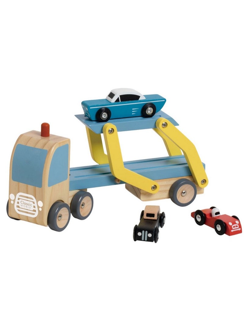 Classic World Car Transporter Truck – Wooden Toy Transporter, Car Carrier Playset, Educational Toy, Pretend Play, Interactive Learning, Vehicle Set - Image 5