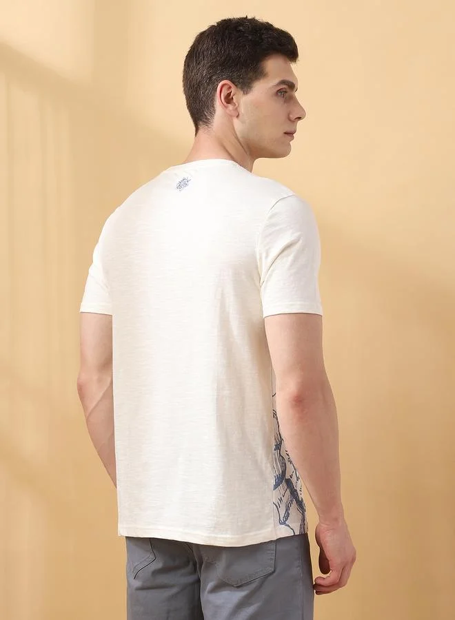 Dennis Lingo Men's Marshmallow 100% Cotton Printed Regular Fit T-Shirt