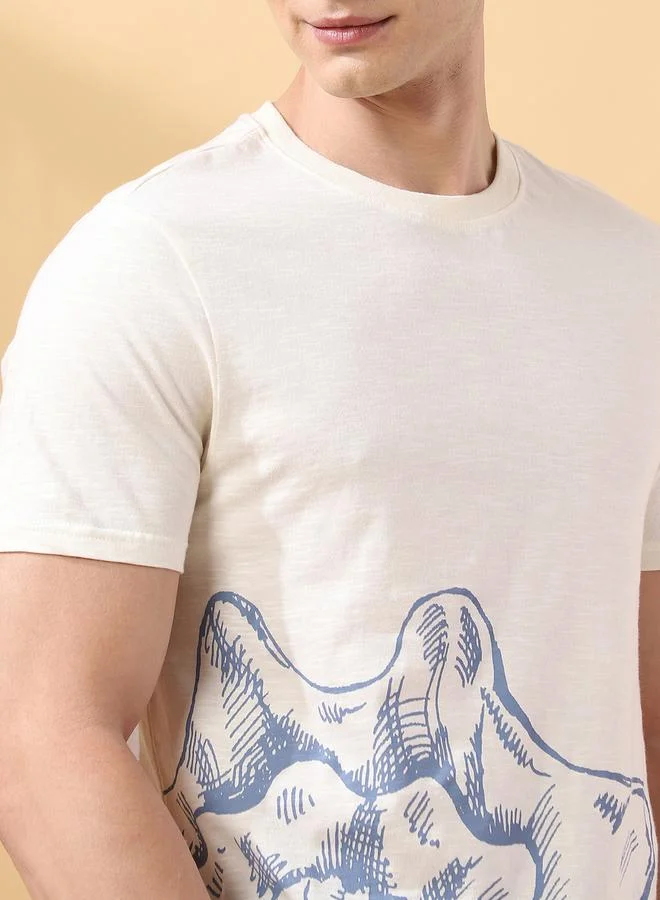 Dennis Lingo Men's Marshmallow 100% Cotton Printed Regular Fit T-Shirt