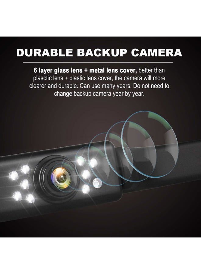 GLK Car Backup Camera HD Night Vision Rear View Camera License Plate Camera with 9 LED Lights, Font & Rear Camera, Wide View Angle, IP69K Waterproof Reverse Camera for Cars,SUV,Trucks,RV, Pickup - Image 3