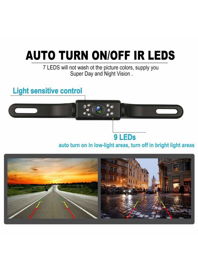 GLK Car Backup Camera HD Night Vision Rear View Camera License Plate Camera with 9 LED Lights, Font & Rear Camera, Wide View Angle, IP69K Waterproof Reverse Camera for Cars,SUV,Trucks,RV, Pickup - Image 4