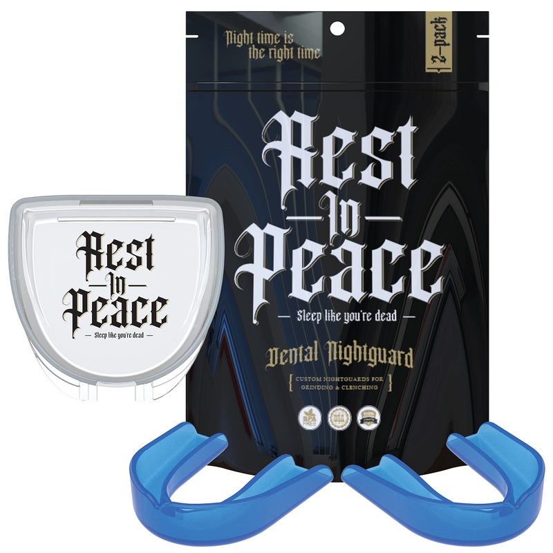 Rest in Peace Night Guard Pack of Two Moldable Mouth Guard for Teeth Grinding Clenching Bruxism Blue