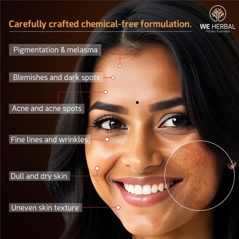 We Herbal  Honest Ayurveda Kumkumadi Face Cream For Fairness Glow Skin Brightening  Tightening No Artificial Chemicals Fragrance  Colour 100Gms - Image 5