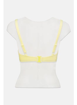Peek & Beau Women Textured Bikini Top, Yellow  - Image 2