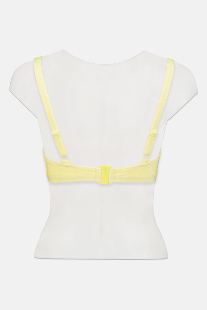 Peek & Beau Women Textured Bikini Top, Yellow  - Image 2
