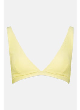 Peek & Beau Women Textured Bikini Top, Yellow  - Image 1