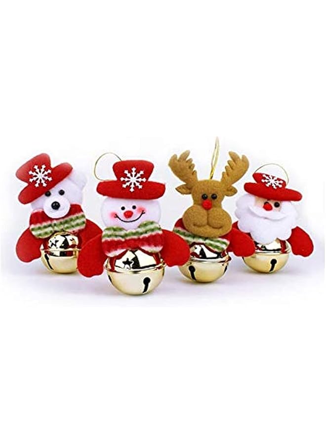 The Bros Christmas Bells Decorations for Home, 4Pcs set Christmas Tree Ornaments, snowman/old man/bear/elk - Image 1