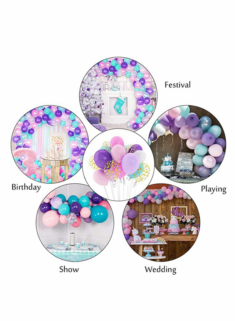 SOLARAE Balloons Unicorn Balloons Arch Garland Kit, Birthday Decorations, Pink Purple Aqua Blue Confetti Latex Balloons for Girls Party Supplies, 168Pcs - Image 5