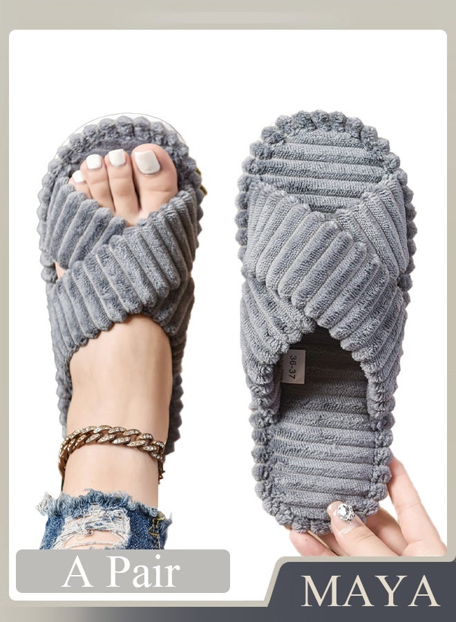 Women's bedroom slippers, women's indoor/outdoor slippers, winter women's slippers, grey, sizes 40-41 - Image 1