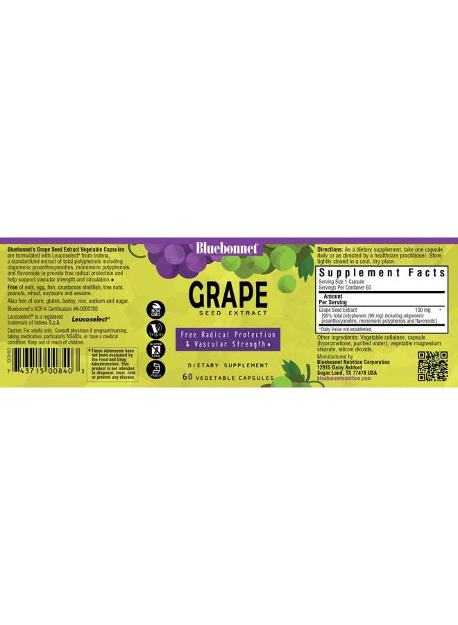 Bluebonnet Super Fruit Grape Seed Extract Supplement, 60 Count, White (743715008403) - Image 2