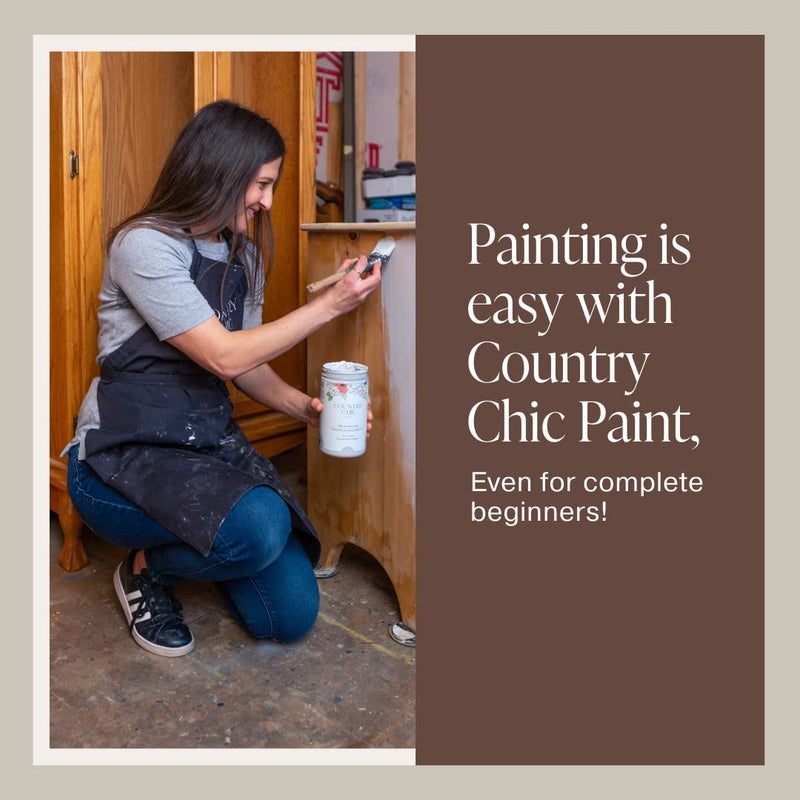 Country Chic Paint طلاء الطباشير الشامل بأسلوب ريفي للأثاث والخزائن وديكور المنزل، صديق للبيئة، تشطيب غير لامع، مع برايمر وطبقة علوية مدمجة للخشب والمعادن - مغلف بالجلد (بني شوكولاتة) - 4 أوقية (118 مل) - Image 5
