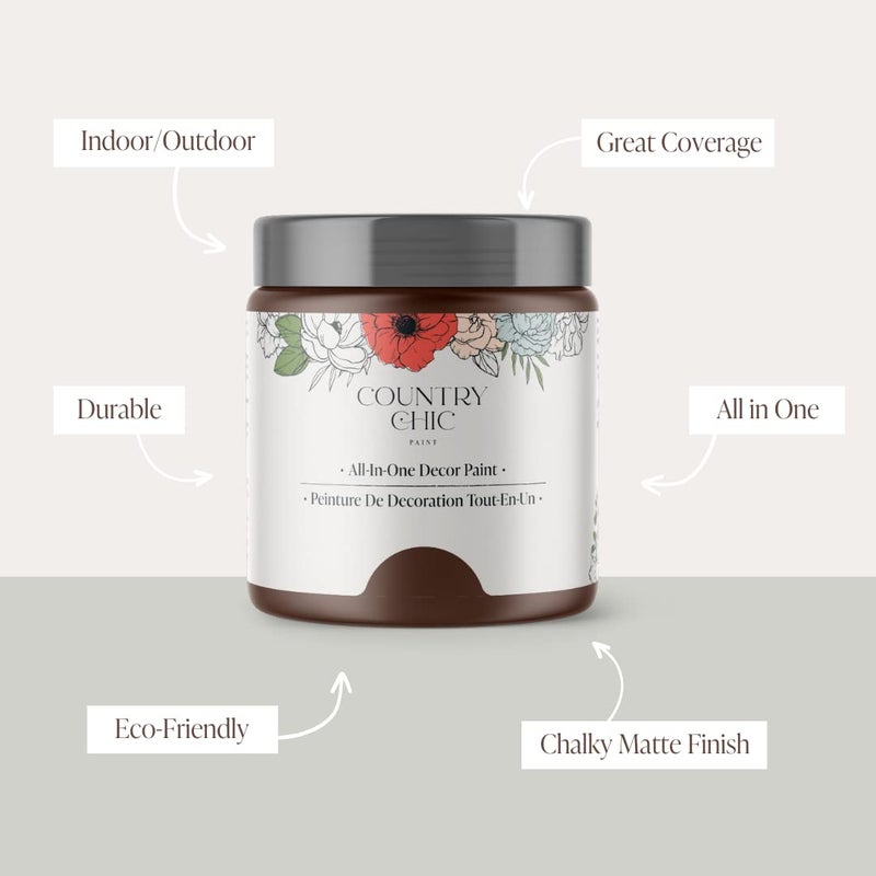 Country Chic Paint طلاء الطباشير الشامل بأسلوب ريفي للأثاث والخزائن وديكور المنزل، صديق للبيئة، تشطيب غير لامع، مع برايمر وطبقة علوية مدمجة للخشب والمعادن - مغلف بالجلد (بني شوكولاتة) - 4 أوقية (118 مل) - Image 2