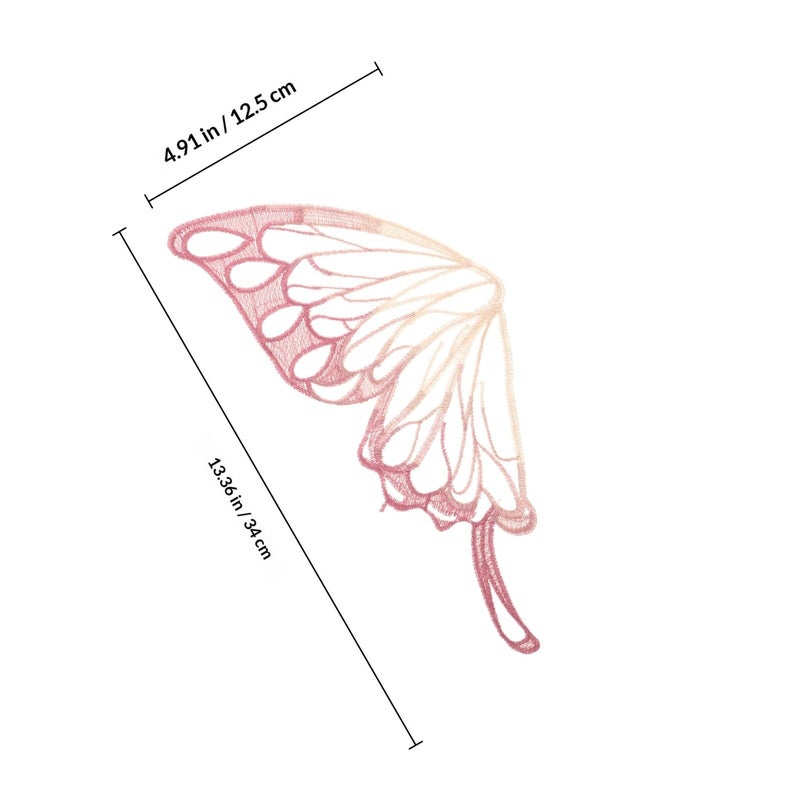 Maroon Butterfly Embroidery Applique Patch Soft Mesh Fabric DIY Sew On Clothing Decoration - Image 3