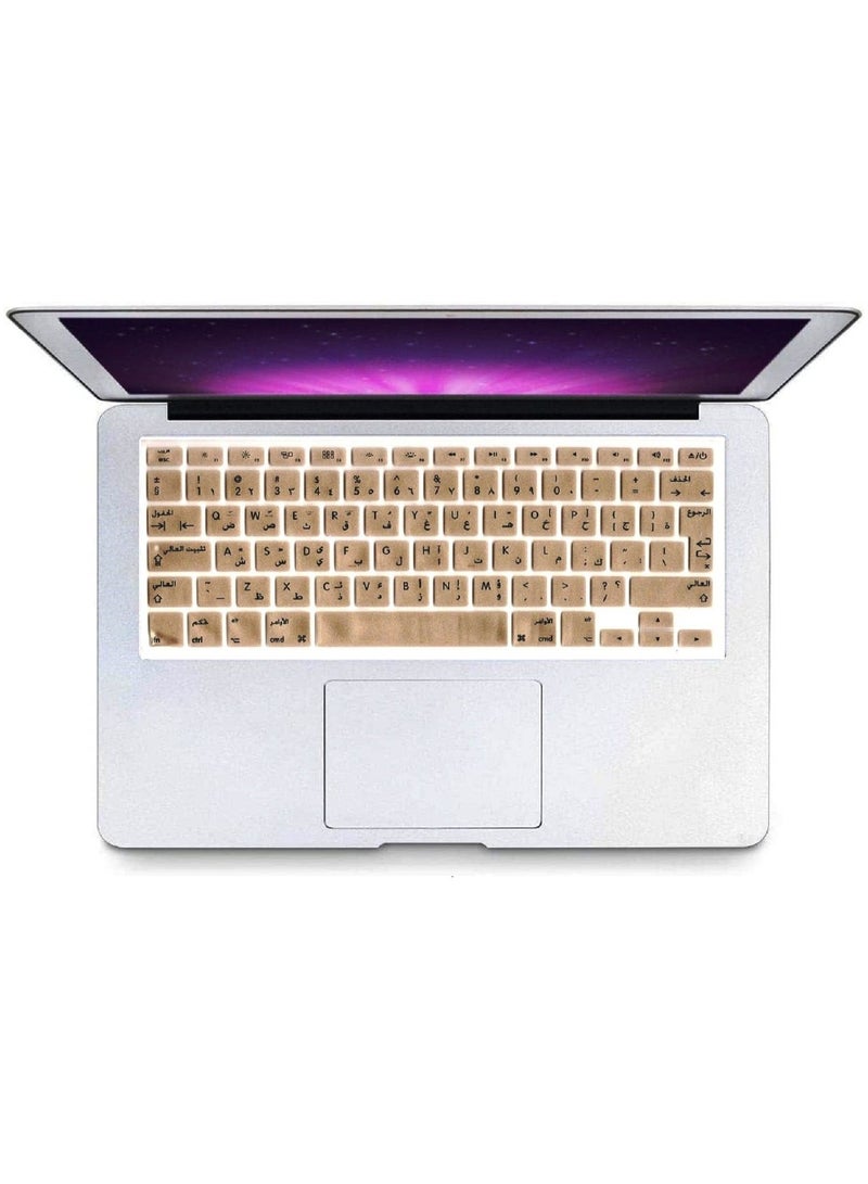 أمم غطاء لوحة مفاتيح عربي / إنجليزي بتصميم المملكة المتحدة لجهاز MacBook Air / Pro / Retina 13/15/17 2015 أو إصدار أقدم وواقي iMac أقدم ذهبي - Image 3
