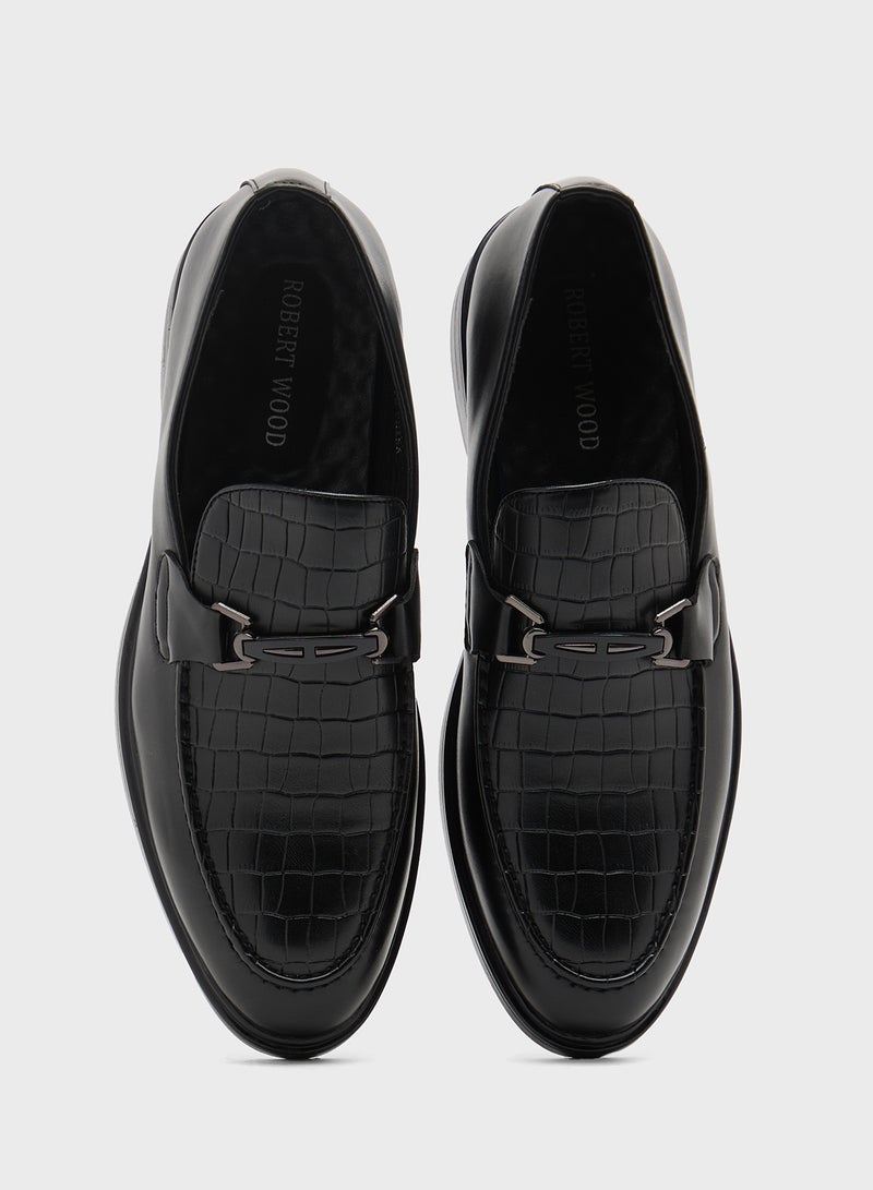 Robert Wood Croc Emboss Formal Slip Ons - Image 4