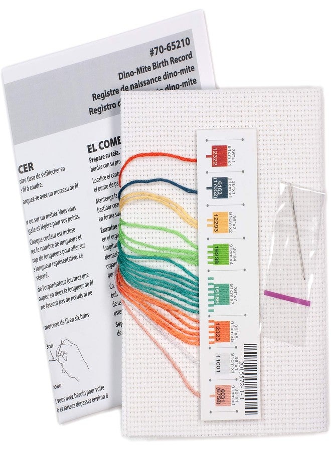 Dimensions 70-65210 Dino-Mite Baby Birth Record Counted Cross Stitch Kit, 14 White Aida, 7'' x 5' - Image 2