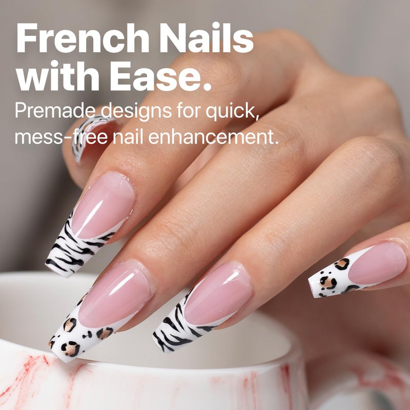 SXC Cosmetics French Tip Press On Nails Pink Series, Medium Coffin X-Pro Tips Starter Kit - Image 2
