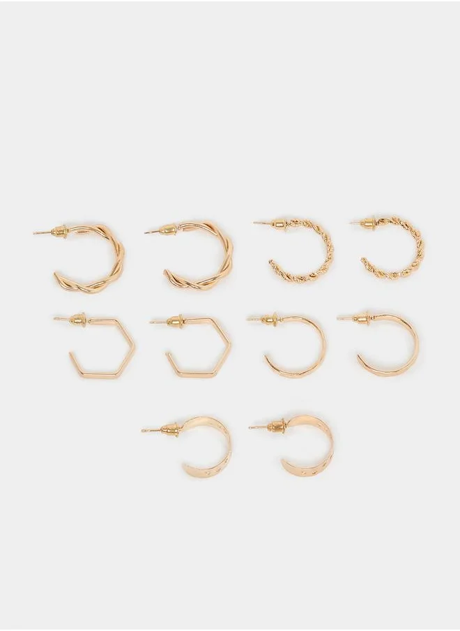 Styli Set of 5 - Twist Detail Hoop Earrings