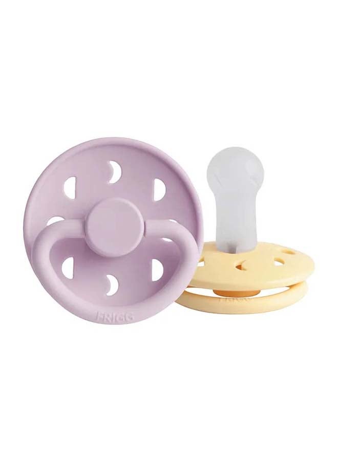 FRIGG Moon Phase Silicone Baby Pacifier 6-18M 2-Pack Pale Daffodil/Soft Lilac - Size 2 - Image 1