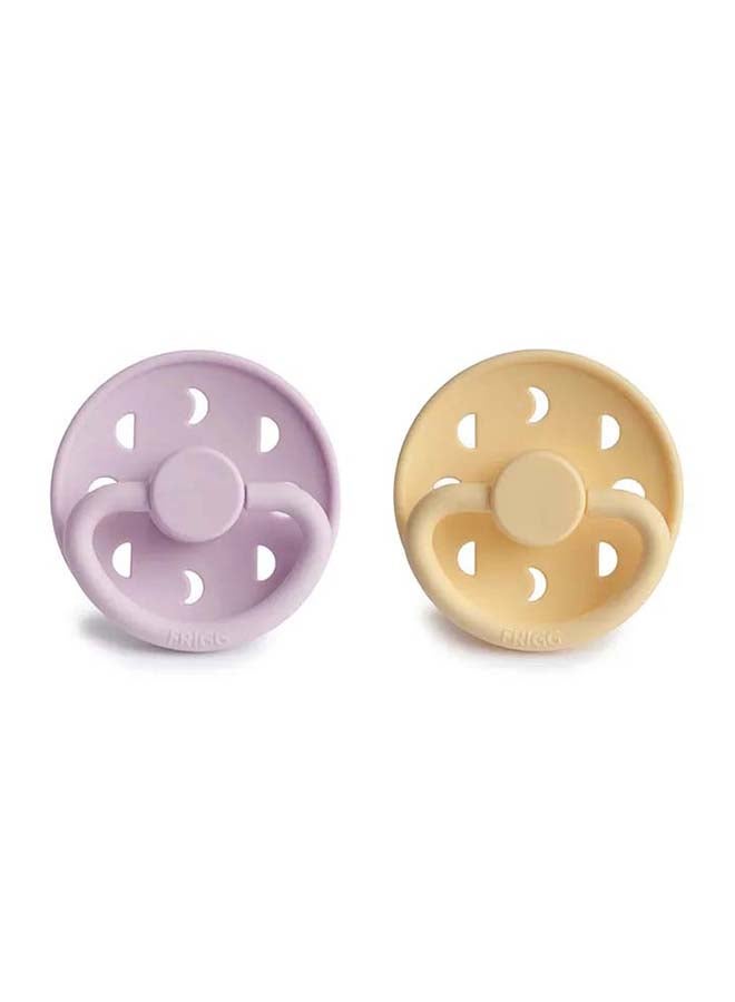 FRIGG Moon Phase Silicone Baby Pacifier 6-18M 2-Pack Pale Daffodil/Soft Lilac - Size 2 - Image 2