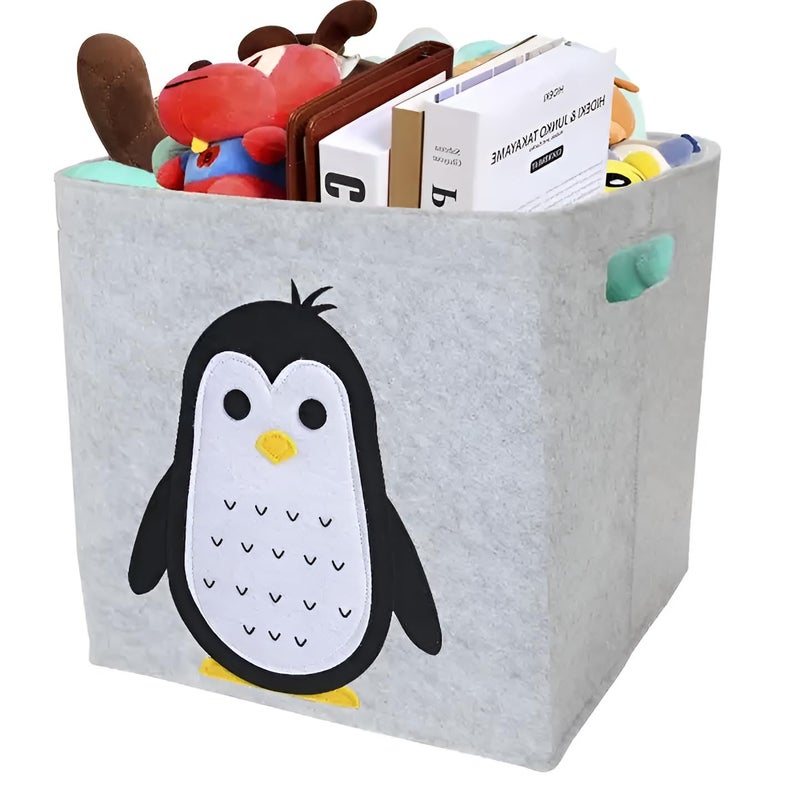 Schmick Cute Design Kids Storage Organizer Box for Toys Clothes and More Foldable Kids Storage Box Organizer Penguine - Image 2