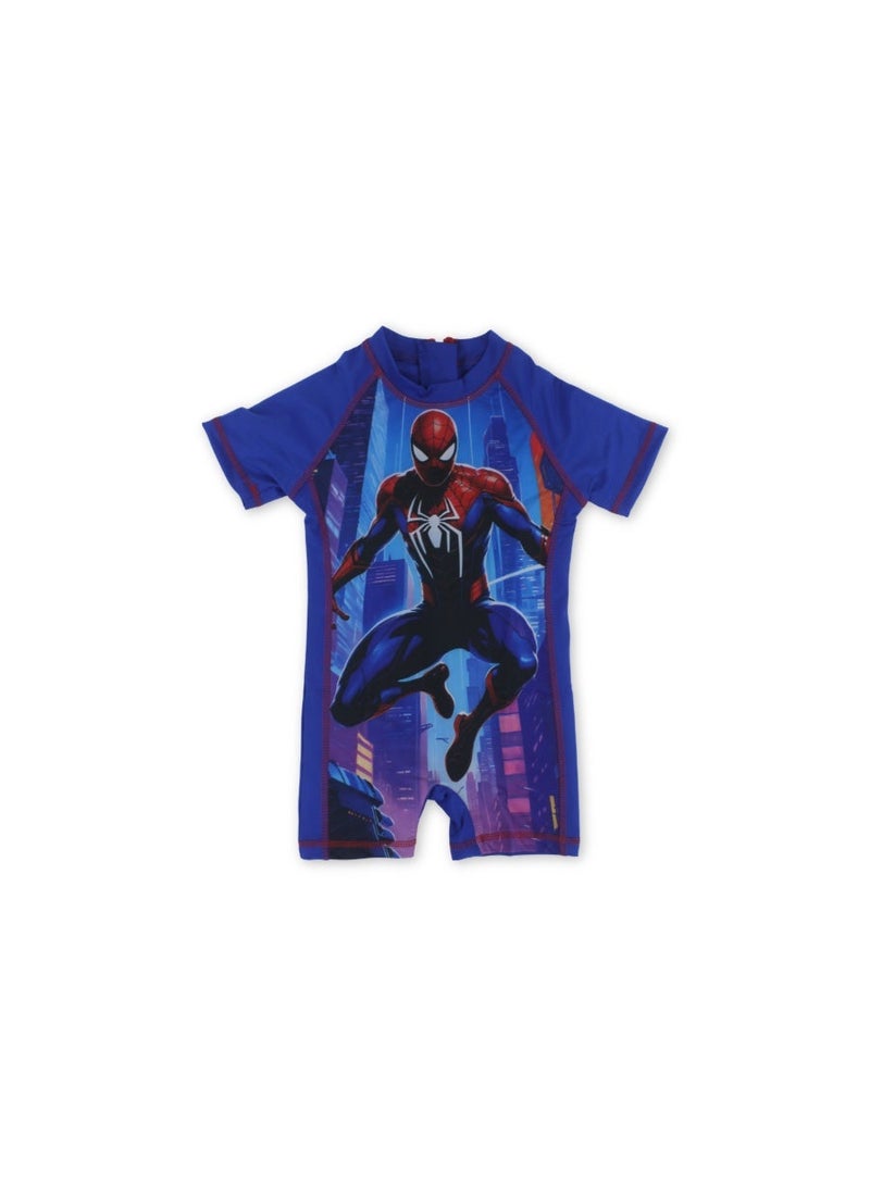 I.Wear Baby Boys Sunsuit One-Piece – Blue with Spider-Man Print - Image 1