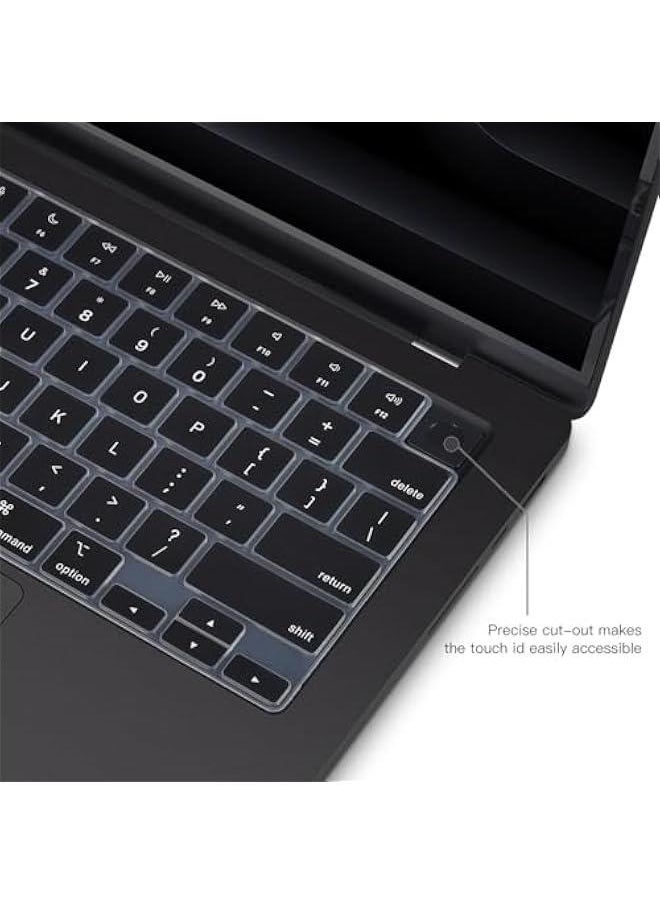 Arabest Black Keyboard Cover for 2025 2024 2023 MacBook Air 13.6/15 Inch M4 M3 M2, MacBook Pro 14 16 M4 M3 M2 M1 Pro/Max A2442 A2779 A2918 A2992 A2485 A2780 A2991 Protector  - Image 4